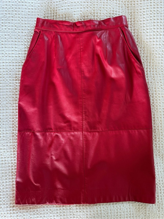 Investments Dresses & Skirts - Vintage Investments Red Leather Skirt Size 8 Fits Modern XS 0 2